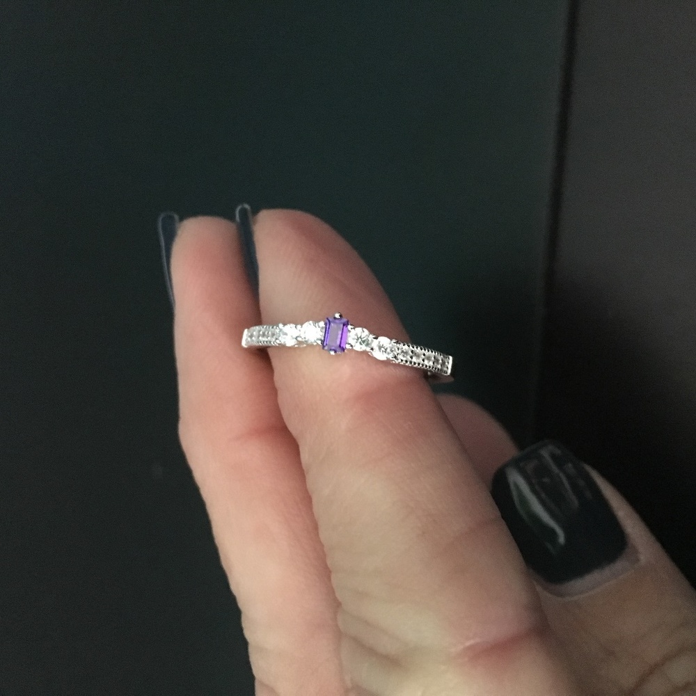 Sterling Silver Amethyst CZ Ring - Picture 2 of 8